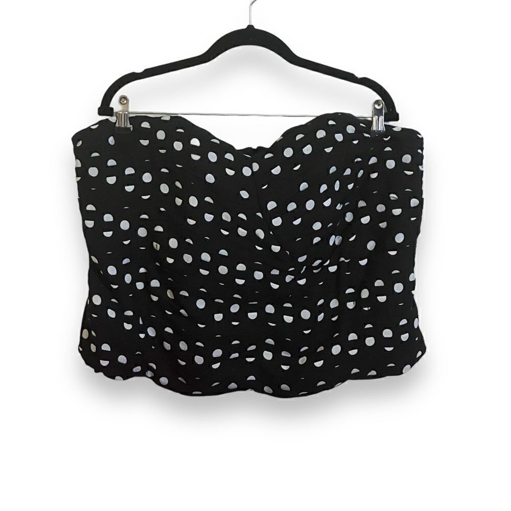 Ashley Stewart Ruched Polka Dot Bustier, Size 22/24 Black/White